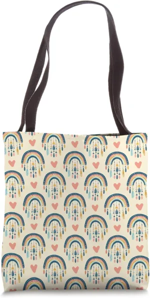 Vintage Love Rainbow Feathers Warm Tones Design Tote Bag