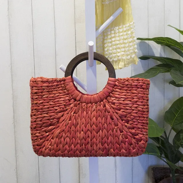 VINTAGE RATTAN BEACH HANDBAG