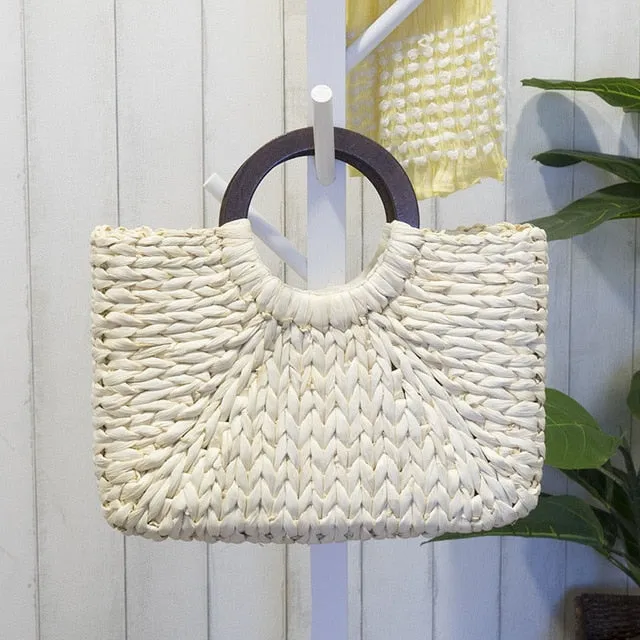 VINTAGE RATTAN BEACH HANDBAG