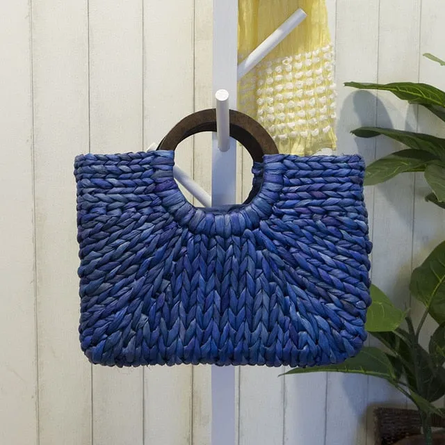 VINTAGE RATTAN BEACH HANDBAG