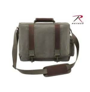 Vintage Style Canvas Pathfinder Laptop Bag With Leather Accents