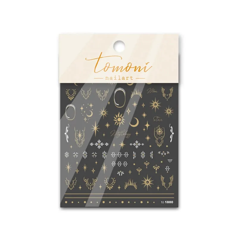 Vintage Totem Bohemian Nail Art Stickers - Moon, Star, and Flower Designs