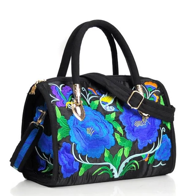 Vintage Women Bag Canvas Flower Embroidered Women Handbag Boho Embroidery Mandala Shoulder Messenger Bag For Woman Girls