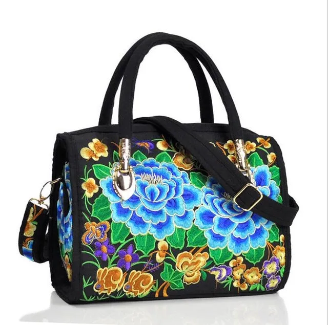 Vintage Women Bag Canvas Flower Embroidered Women Handbag Boho Embroidery Mandala Shoulder Messenger Bag For Woman Girls