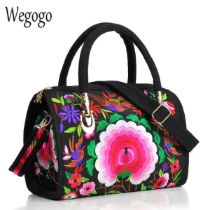 Vintage Women Bag Canvas Flower Embroidered Women Handbag Boho Embroidery Mandala Shoulder Messenger Bag For Woman Girls