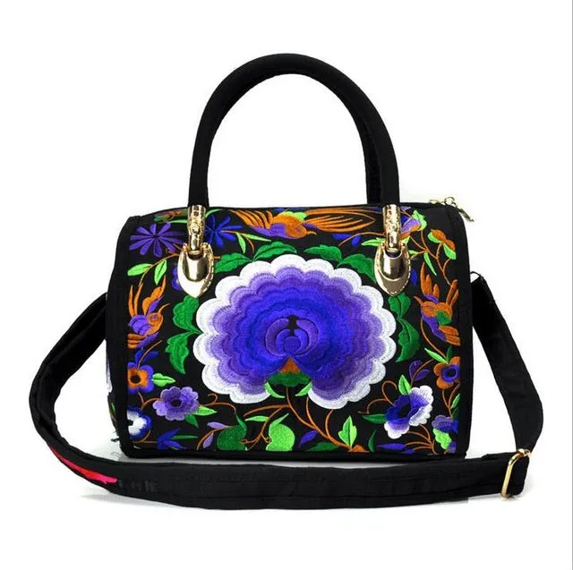 Vintage Women Bag Canvas Flower Embroidered Women Handbag Boho Embroidery Mandala Shoulder Messenger Bag For Woman Girls