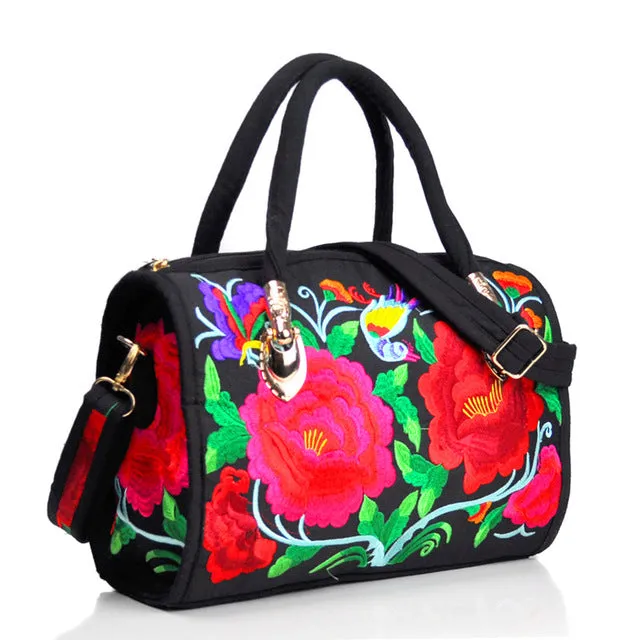 Vintage Women Bag Canvas Flower Embroidered Women Handbag Boho Embroidery Mandala Shoulder Messenger Bag For Woman Girls