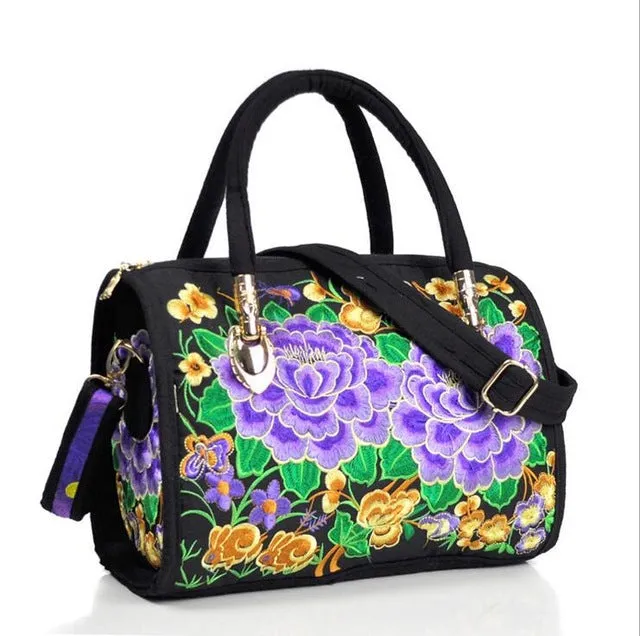 Vintage Women Bag Canvas Flower Embroidered Women Handbag Boho Embroidery Mandala Shoulder Messenger Bag For Woman Girls