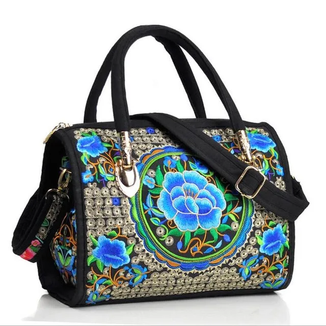 Vintage Women Bag Canvas Flower Embroidered Women Handbag Boho Embroidery Mandala Shoulder Messenger Bag For Woman Girls