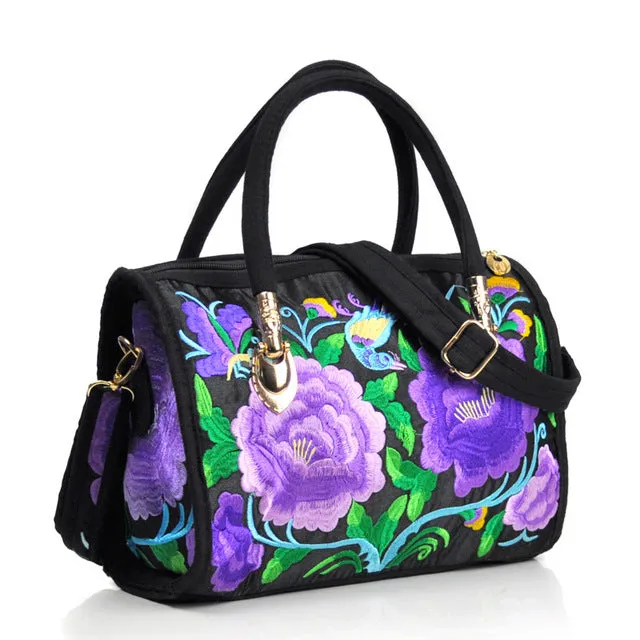 Vintage Women Bag Canvas Flower Embroidered Women Handbag Boho Embroidery Mandala Shoulder Messenger Bag For Woman Girls