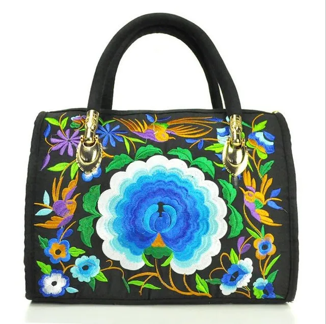 Vintage Women Bag Canvas Flower Embroidered Women Handbag Boho Embroidery Mandala Shoulder Messenger Bag For Woman Girls