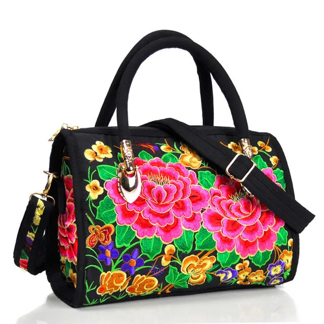 Vintage Women Bag Canvas Flower Embroidered Women Handbag Boho Embroidery Mandala Shoulder Messenger Bag For Woman Girls