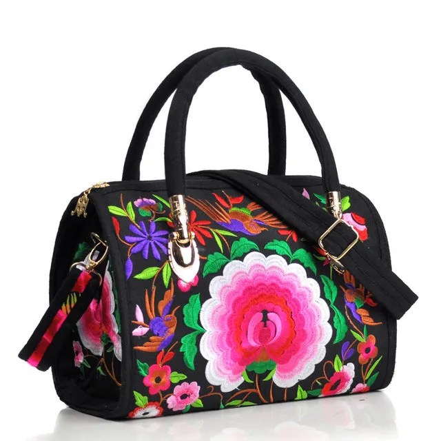 Vintage Women Bag Canvas Flower Embroidered Women Handbag Boho Embroidery Mandala Shoulder Messenger Bag For Woman Girls