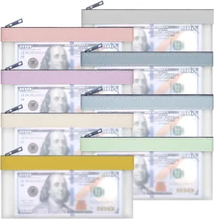 VOCHIC 8 Colours Money Bags with Zipper, 7.6 x 3.7 Inch, Multi-Purpose Check Wallet