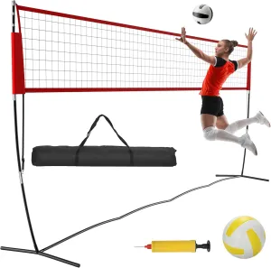 Volleyball Training Net, Freestanding Portable Volleyball Practice Net with Adjustable Heights, Perfect for Backyard, Gym, Beach, Concrete Easy Setup and Sturdy for Men, Women