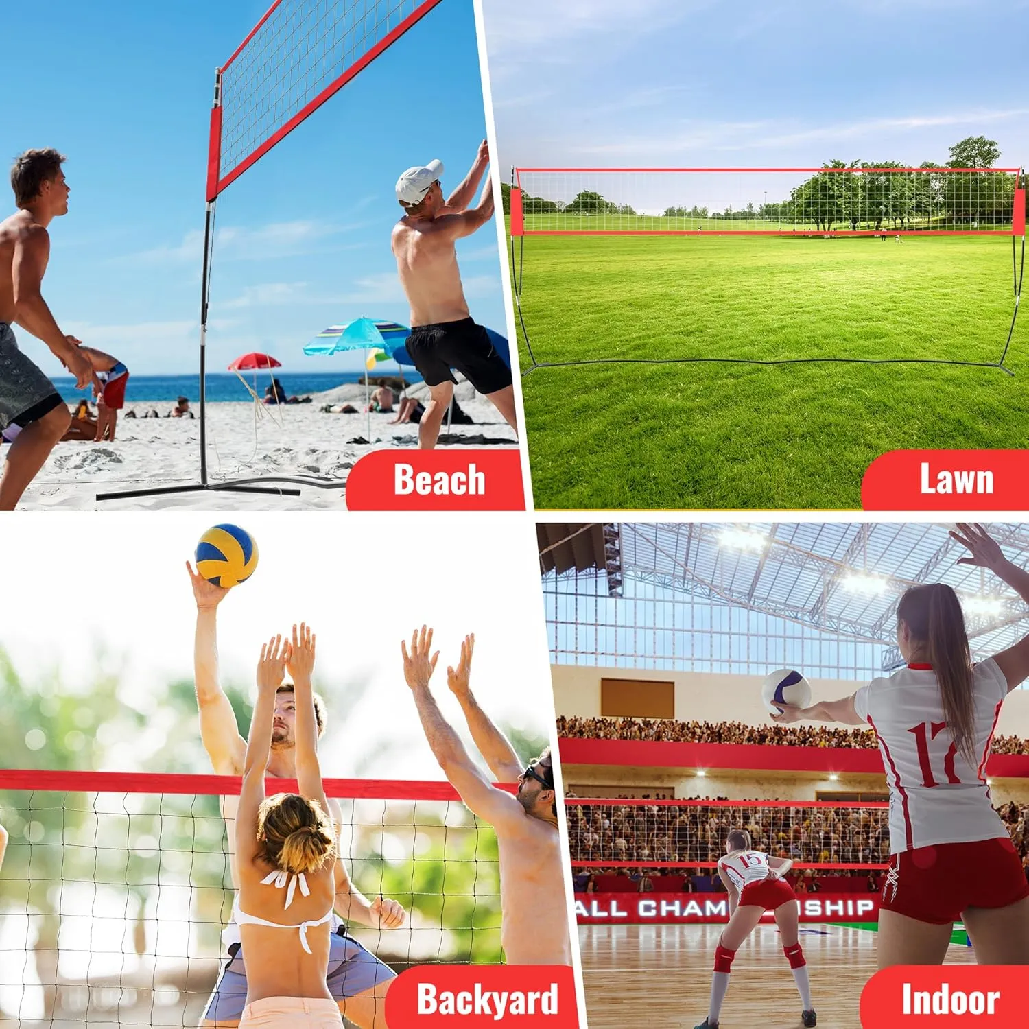 Volleyball Training Net, Freestanding Portable Volleyball Practice Net with Adjustable Heights, Perfect for Backyard, Gym, Beach, Concrete Easy Setup and Sturdy for Men, Women
