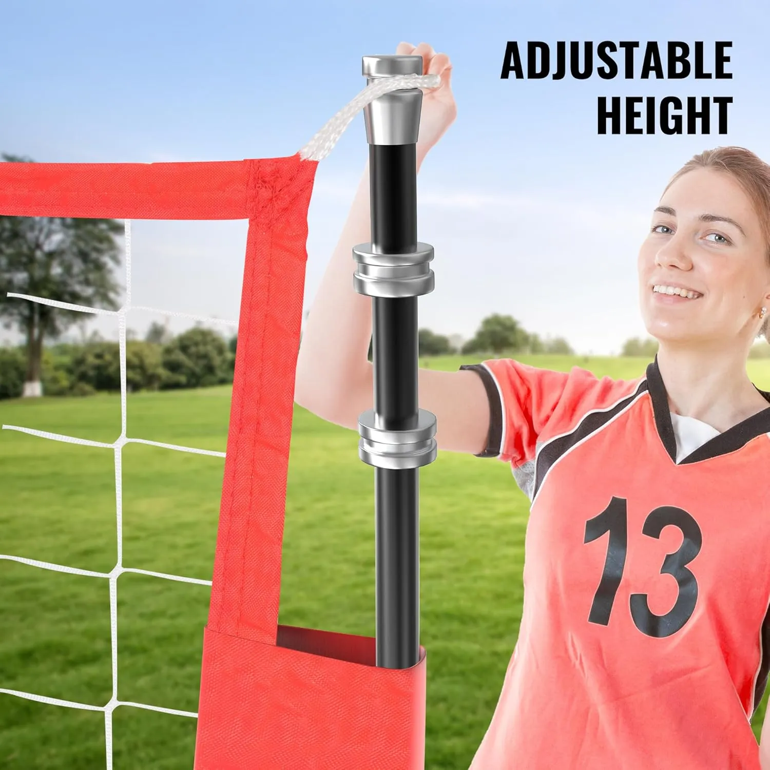 Volleyball Training Net, Freestanding Portable Volleyball Practice Net with Adjustable Heights, Perfect for Backyard, Gym, Beach, Concrete Easy Setup and Sturdy for Men, Women
