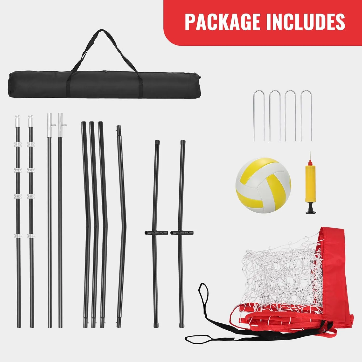Volleyball Training Net, Freestanding Portable Volleyball Practice Net with Adjustable Heights, Perfect for Backyard, Gym, Beach, Concrete Easy Setup and Sturdy for Men, Women