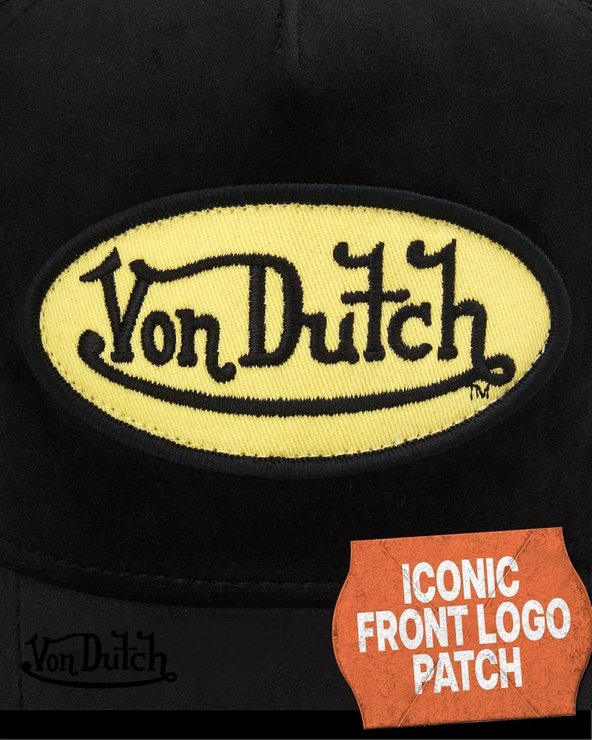 Von Dutch Unisex Trucker Hat - Plush Curved Bill Mesh Back Retro Classic Adjustable Snapback Baseball Cap for Men and Women