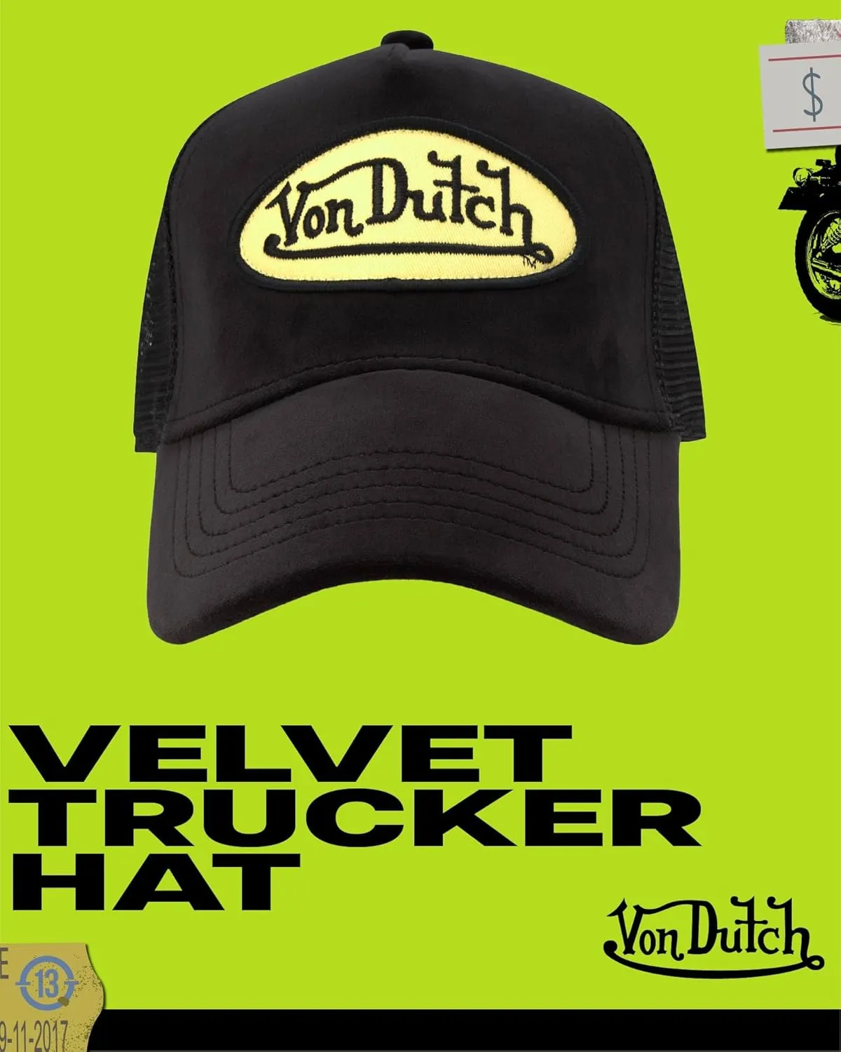 Von Dutch Unisex Trucker Hat - Plush Curved Bill Mesh Back Retro Classic Adjustable Snapback Baseball Cap for Men and Women