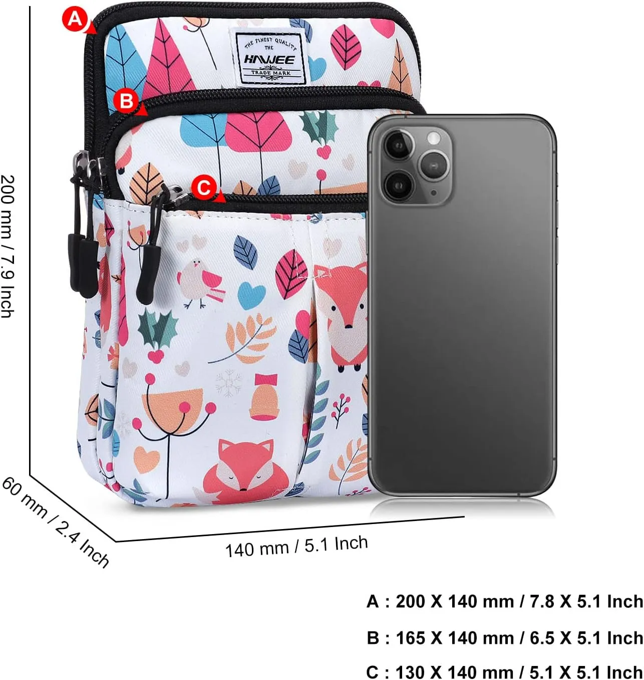 Waist Belt Bag for Women and Men Cross Body Cell Phone Purse Adjustable Shoulder Strap Travel Hip Pouch Multifunctional Fashion Fanny Packs Water Repellent, Fox