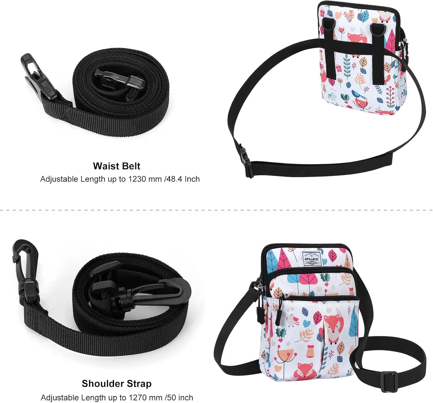 Waist Belt Bag for Women and Men Cross Body Cell Phone Purse Adjustable Shoulder Strap Travel Hip Pouch Multifunctional Fashion Fanny Packs Water Repellent, Fox