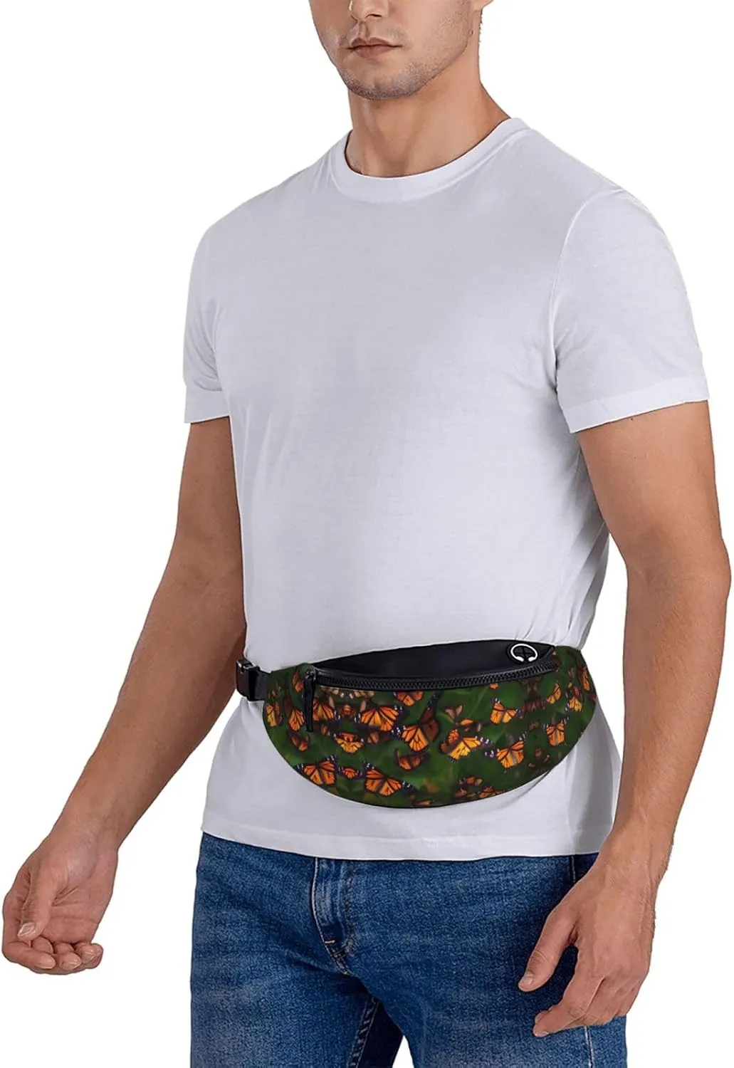 Waist Packs For Men & Women, Fashion Sling Pack With Adjustable Belt For Travel Sports Running.Monarch Butterflly Print