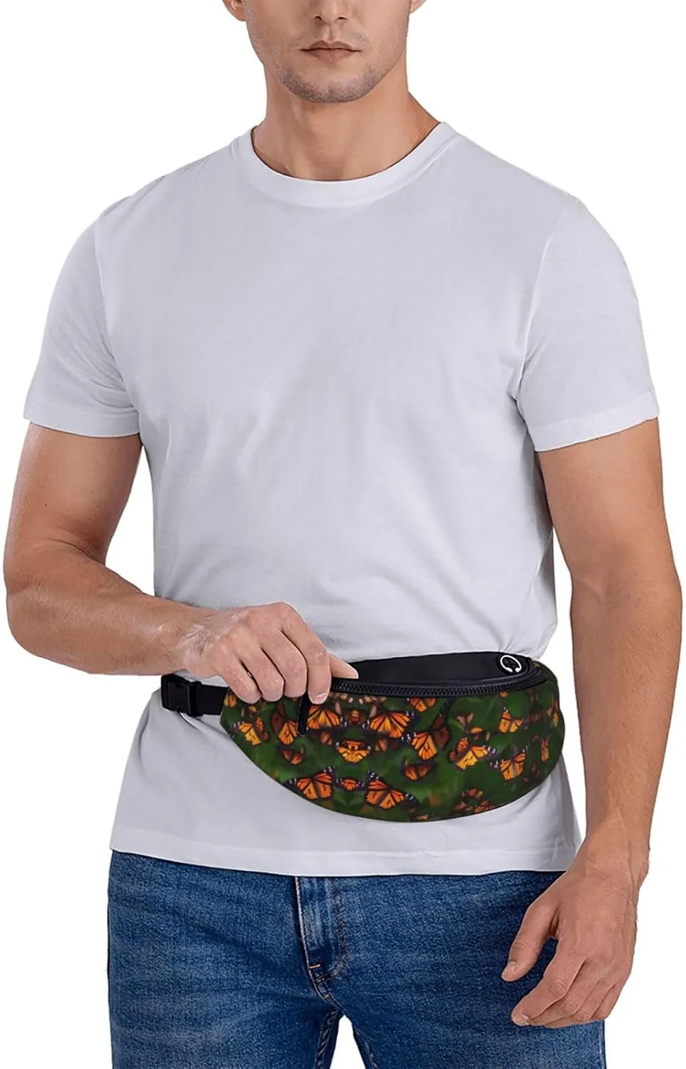 Waist Packs For Men & Women, Fashion Sling Pack With Adjustable Belt For Travel Sports Running.Monarch Butterflly Print