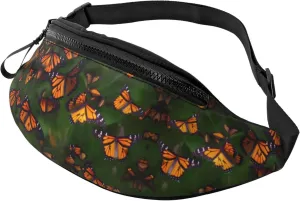 Waist Packs For Men & Women, Fashion Sling Pack With Adjustable Belt For Travel Sports Running.Monarch Butterflly Print