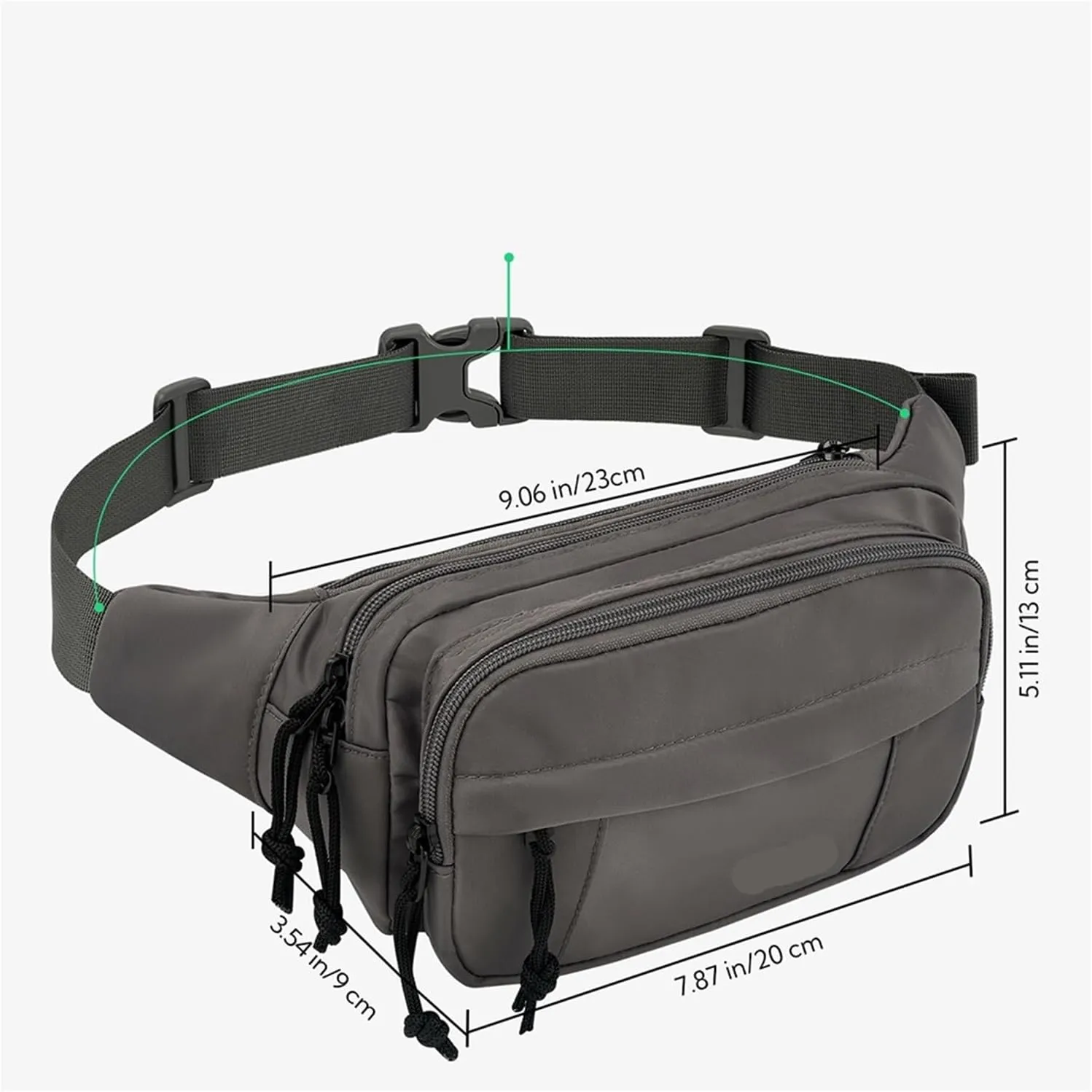 Waist Packs Large Crossbody Belt Bag Women Men With 7 Zipper Pockets Strap Waist Bags Hip Pack(Black)