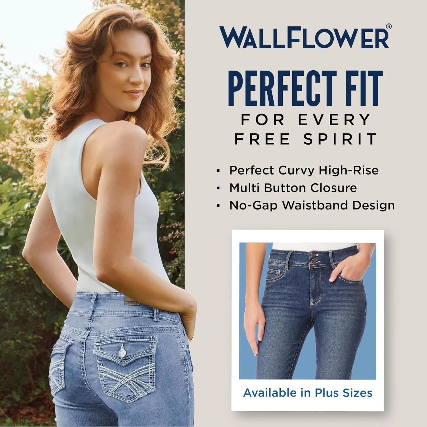 WallFlower Women's Size Flirty Curvy Skinny High Rise Insta Stretch Juniors Jeans (Standard and Plus)