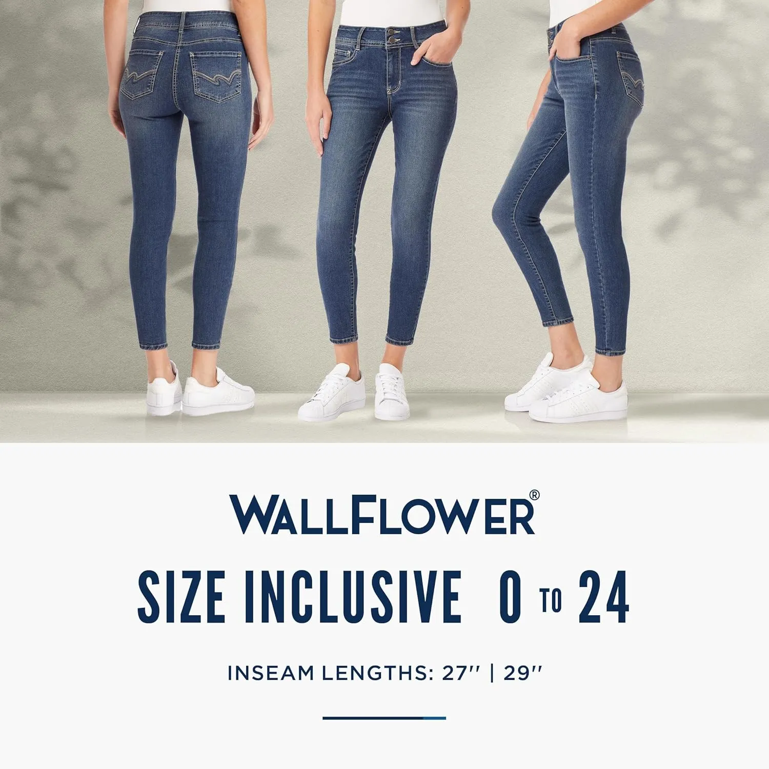 WallFlower Women's Size Flirty Curvy Skinny High Rise Insta Stretch Juniors Jeans (Standard and Plus)