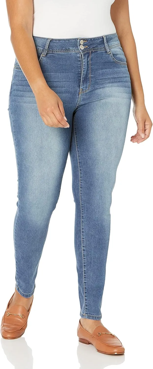 WallFlower Women's Size Flirty Curvy Skinny High Rise Insta Stretch Juniors Jeans (Standard and Plus)