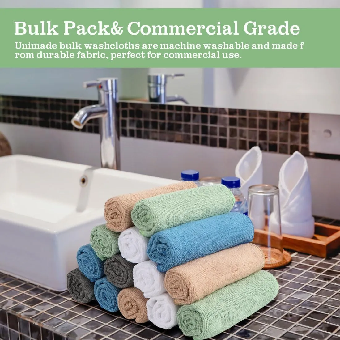 Washcloths Bulk 100 Pack Face Towels (12" x 12"), Highly Soft Wash Cloths and Hand Towels, Fast Drying Multi-Purpose Microfiber Cleansing Cloths for Bathroom, Hotel, Spa, and Salon-Multicolor