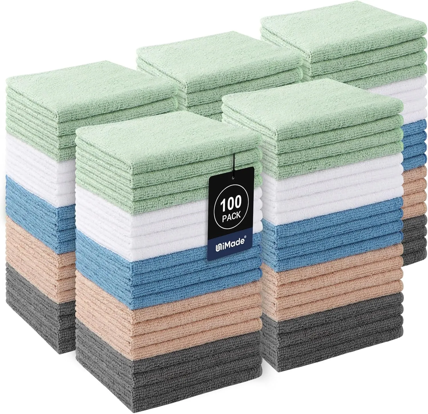Washcloths Bulk 100 Pack Face Towels (12" x 12"), Highly Soft Wash Cloths and Hand Towels, Fast Drying Multi-Purpose Microfiber Cleansing Cloths for Bathroom, Hotel, Spa, and Salon-Multicolor