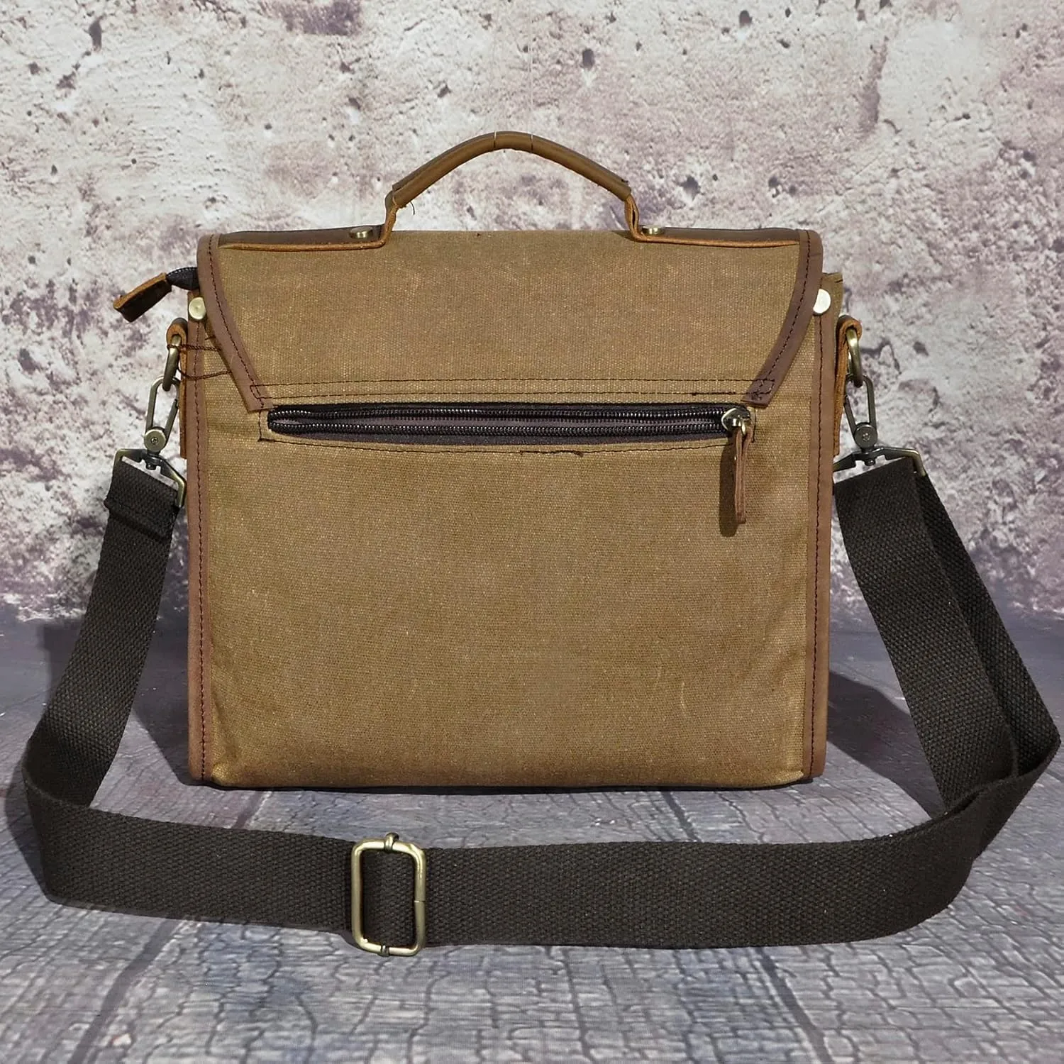 Water Resistant Canvas   Genuine Leather Travel Tote Messenger Cross-body One Shoulder Bag For Men FB202