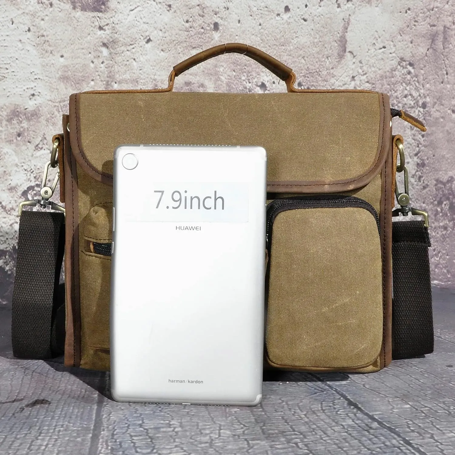 Water Resistant Canvas   Genuine Leather Travel Tote Messenger Cross-body One Shoulder Bag For Men FB202