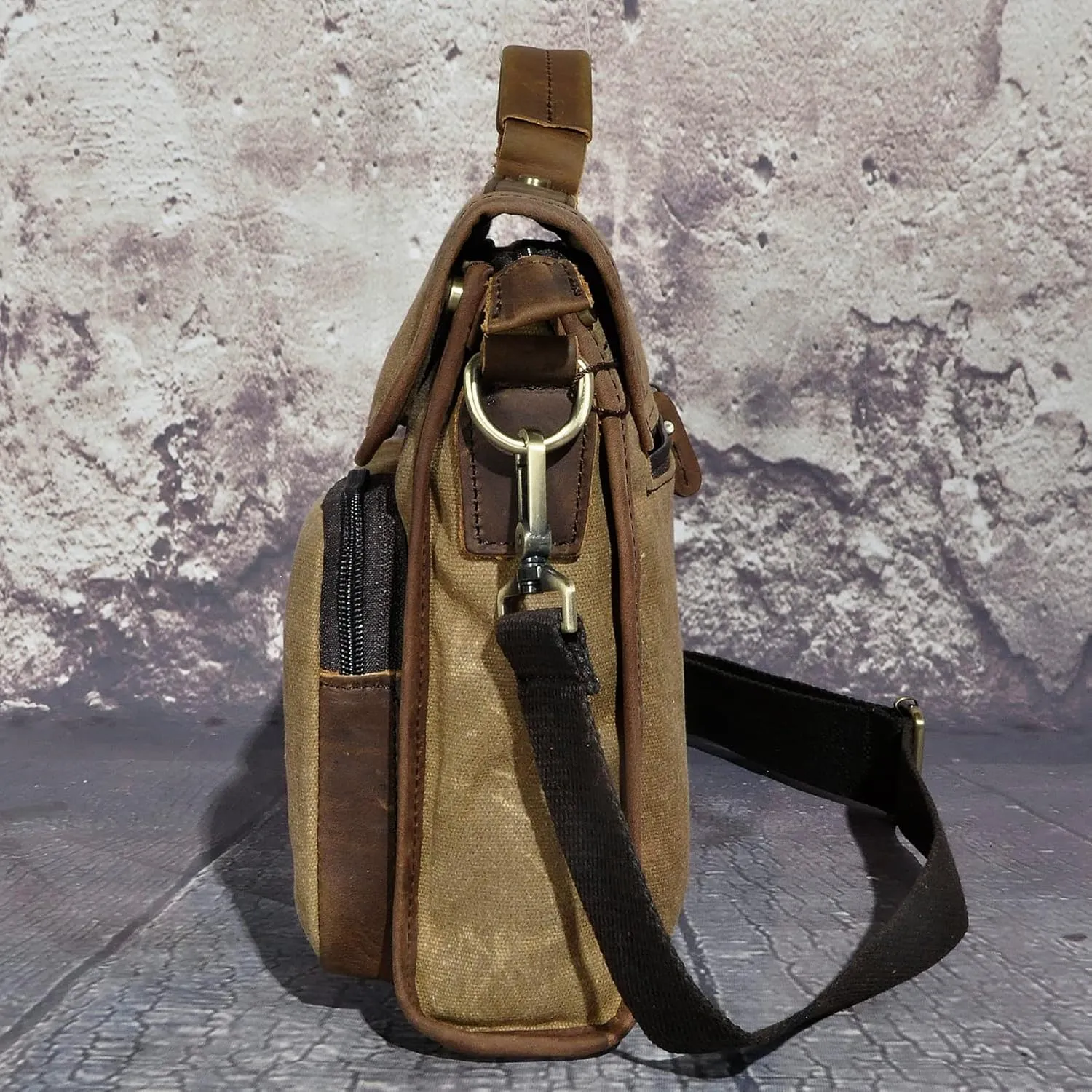 Water Resistant Canvas   Genuine Leather Travel Tote Messenger Cross-body One Shoulder Bag For Men FB202
