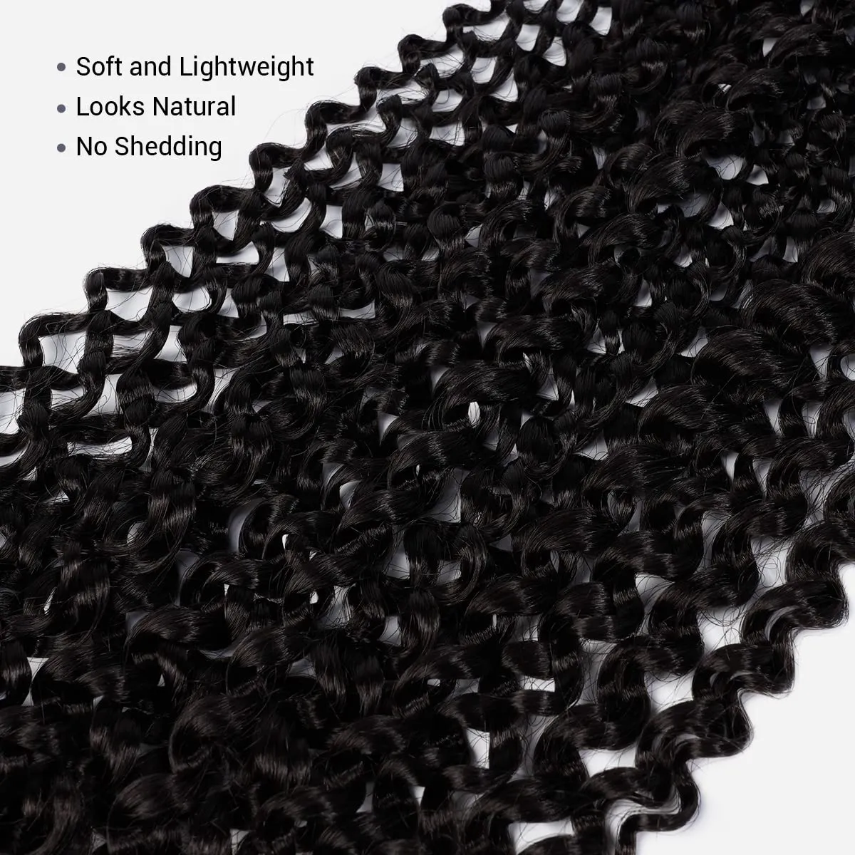 Water Wave Crochet Braids Hair, 22 Inch, 6 Packs, Synthetic Extensions for Passion Twists, Butterfly Locs, and Bohemian Styles, (1B, Off Black)