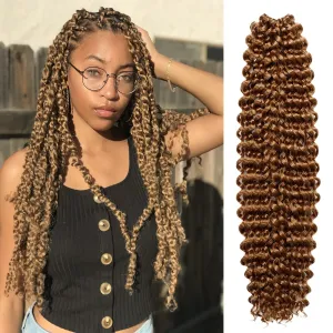 Water Wave Crochet Braids Hair, 22 Inch, 6 Packs, Synthetic Extensions for Passion Twists, Butterfly Locs, and Bohemian Styles, (27, Honey Blonde)
