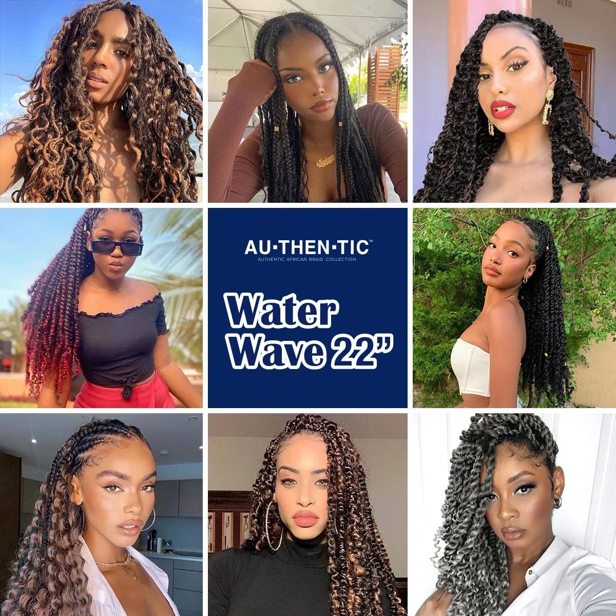 Water Wave Crochet Braids Hair, 22 Inch, 6 Packs, Synthetic Extensions for Passion Twists, Butterfly Locs, and Bohemian Styles, (27, Honey Blonde)