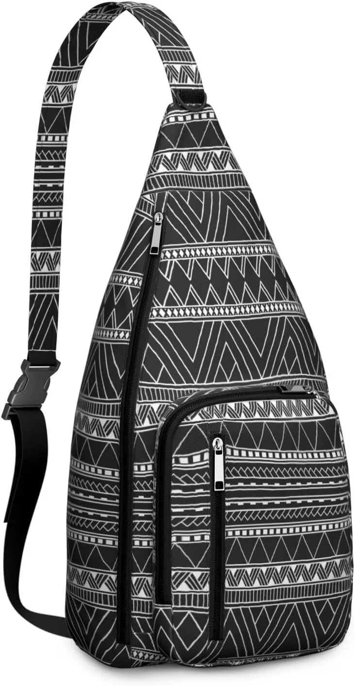 Waterproof Boho Sling Bag Backpack for Men Women Vintage Crossbody Daypack Adjustable Shoulder Chest Bag for Hiking Travel