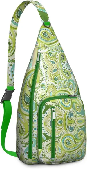 Waterproof Boho Sling Bag Backpack for Men Women Vintage Crossbody Daypack Adjustable Shoulder Chest Bag for Hiking Travel