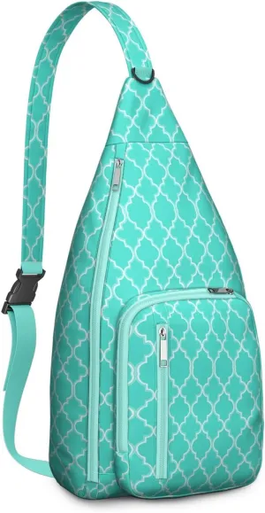 Waterproof Boho Sling Bag Backpack for Men Women Vintage Crossbody Daypack Adjustable Shoulder Chest Bag for Hiking Travel