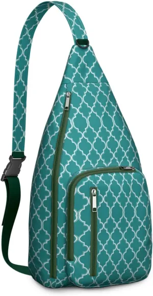 Waterproof Boho Sling Bag Backpack for Men Women Vintage Crossbody Daypack Adjustable Shoulder Chest Bag for Hiking Travel
