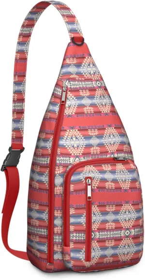 Waterproof Boho Sling Bag Backpack for Men Women Vintage Crossbody Daypack Adjustable Shoulder Chest Bag for Hiking Travel