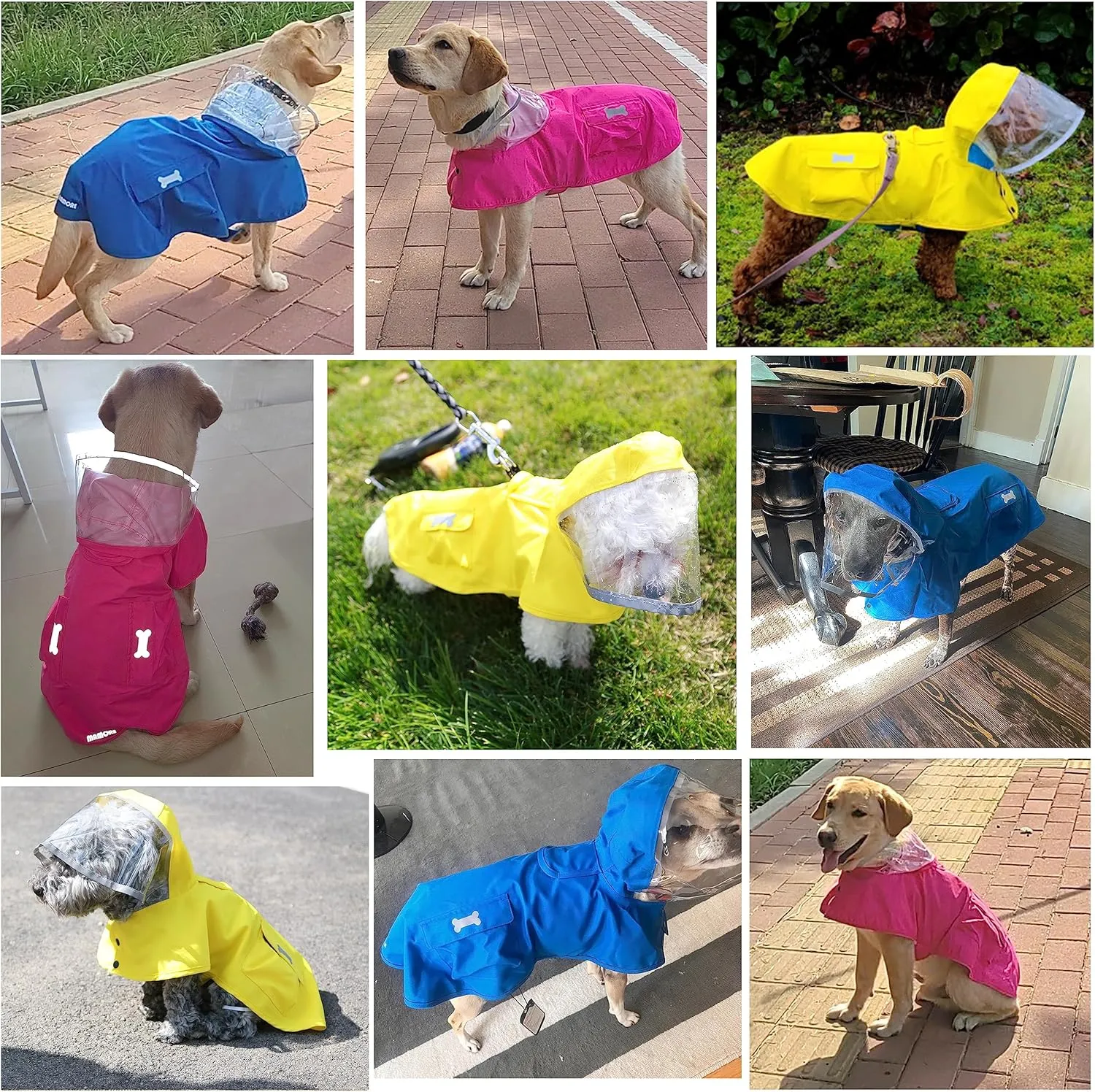 Waterproof Dog Raincoat, Adjustable Reflective Lightweight Pet Rain Clothes with Poncho Hood (Small, Blue)