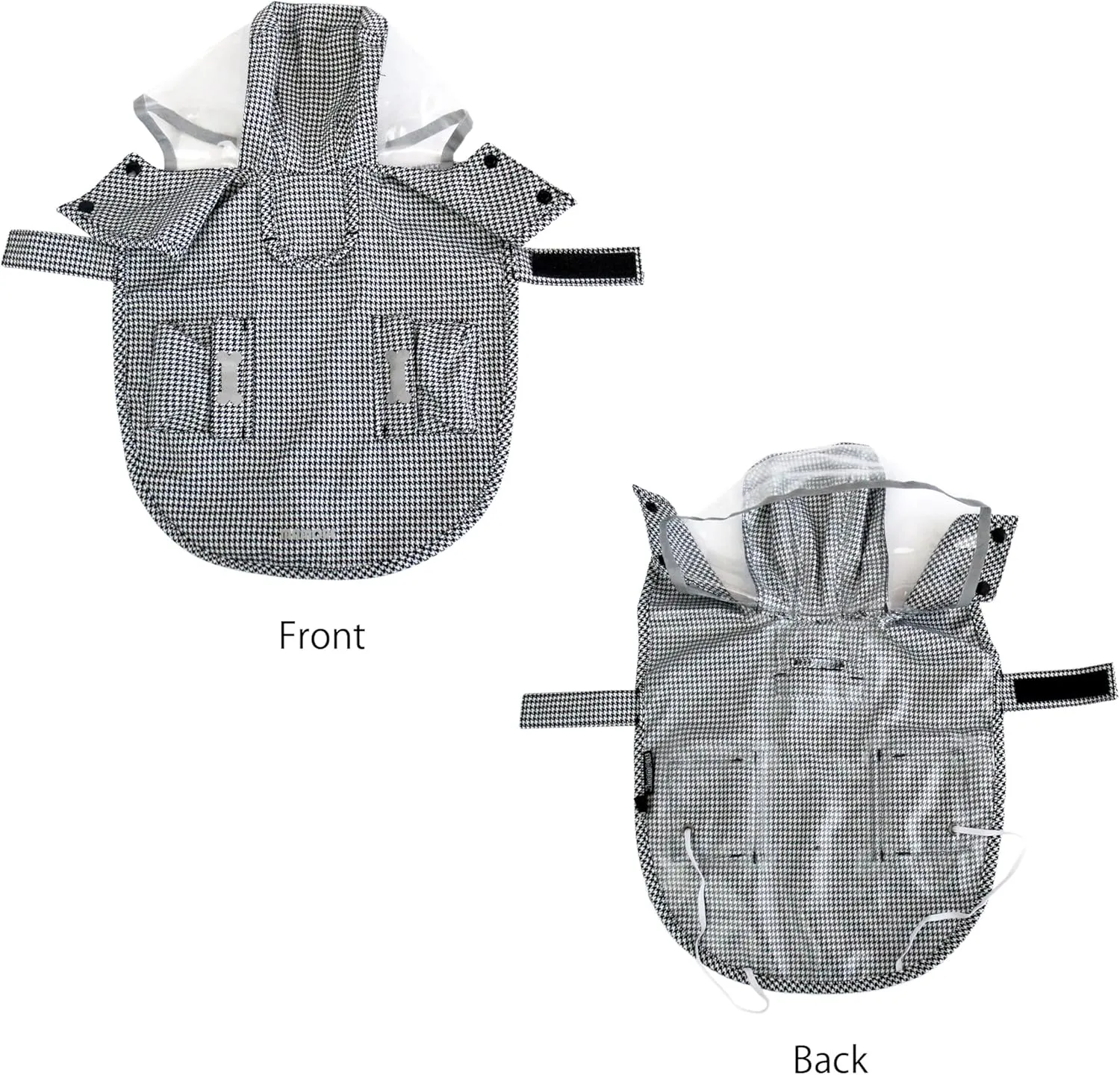 Waterproof Dog Raincoat, Adjustable Reflective Lightweight Pet Rain Clothes with Poncho Hood(Small,Black&White)