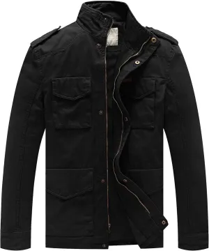 WenVen Men's Lightweight Military Style Jacket Twill Cotton Windbreaker
