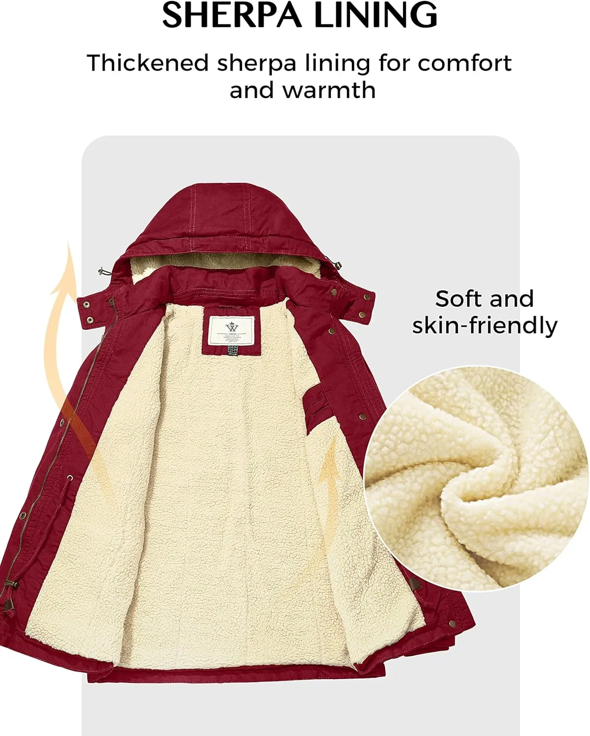 WenVen Women's Winter Warm Sherpa Lined Jacket Heavy Parka Coat with Hood